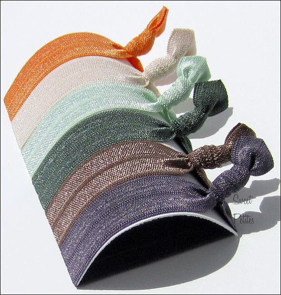 Hair Ties - Earthy Collection - Set of 6 - Elastic Hair Ties - Sweet Petites
