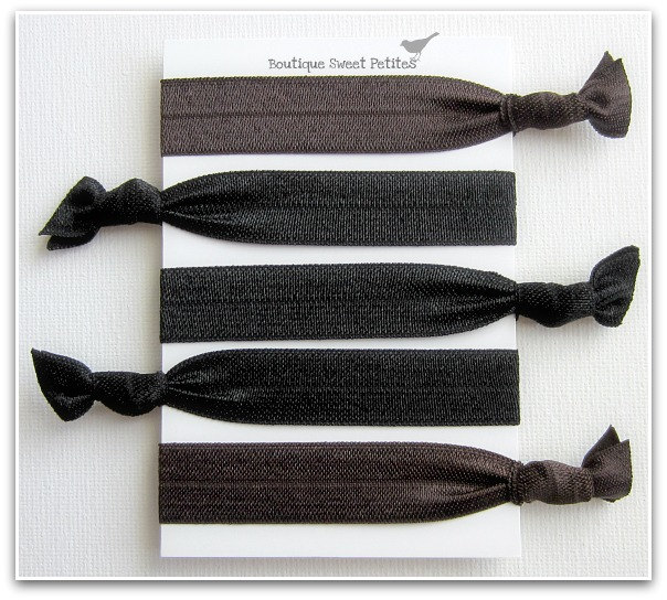 Hair Ties Anthropologie Inspired Double as Bracelets Chocolate Brown Licorice Black Set of 5