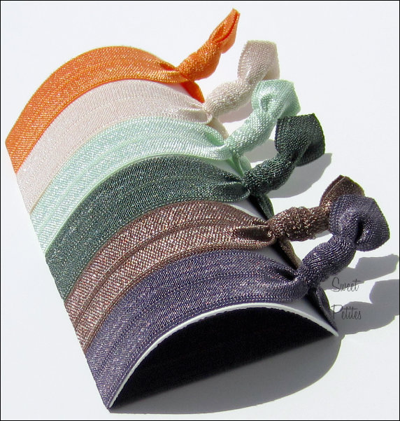 Hair Ties - Earthy Collection - Set of 6 - Doubles as Bracelet - Elastic Hair Ties - Sweet Petites