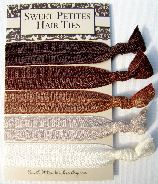Elastic Hair Ties - Chocolate Fade Collection - Set of 5 - Doubles as Bracelet