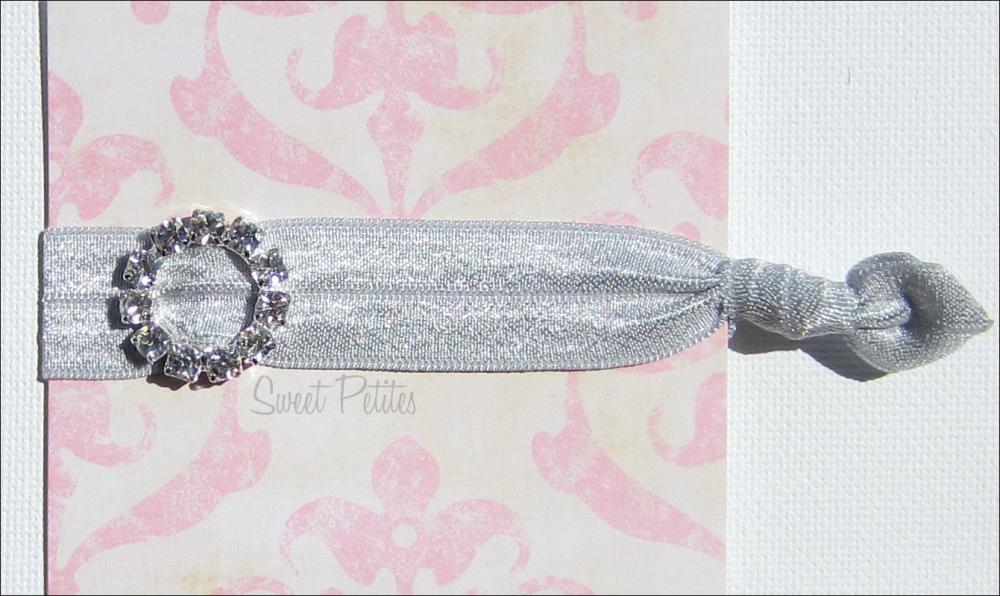 Silver Elastic Hair Tie - Crystal Charmer - Rhinestone Embellishment - Mane Accessory