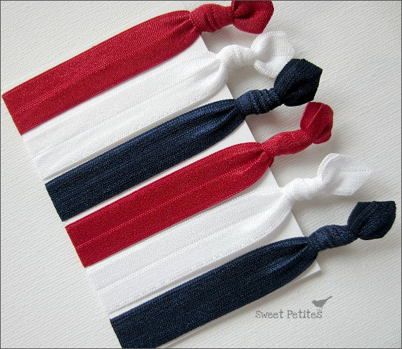 Elastic Hair Tie Patriotic Collection Set of 6 Doubles as Bracelet