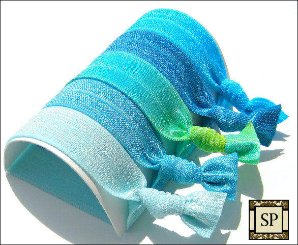 Hair Ties - Set of 5 - Beach Glass Collection - Elastic Hair Ties - Sweet Petites