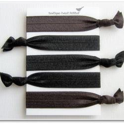 Hair Ties Anthropologie Inspired Double as Bracelets Chocolate Brown Licorice Black Set of 5