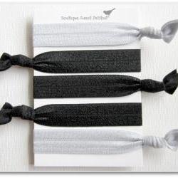 Hair Tie Elastic Anthropologie Inspired Double as Bracelets Silver and Licorice Black Set of 5