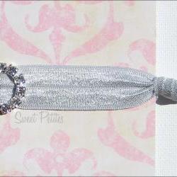 Silver Elastic Hair Tie - Crystal Charmer - Rhinestone Embellishment - Mane Accessory