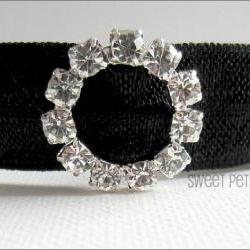 Black Hair Tie - Crystal Charmer - Rhinestone Embellishment - Mane Accessory 